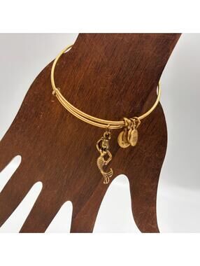 Alex and Ani Mermaid Charm Gold Tone Expandable Bangle Bracelet